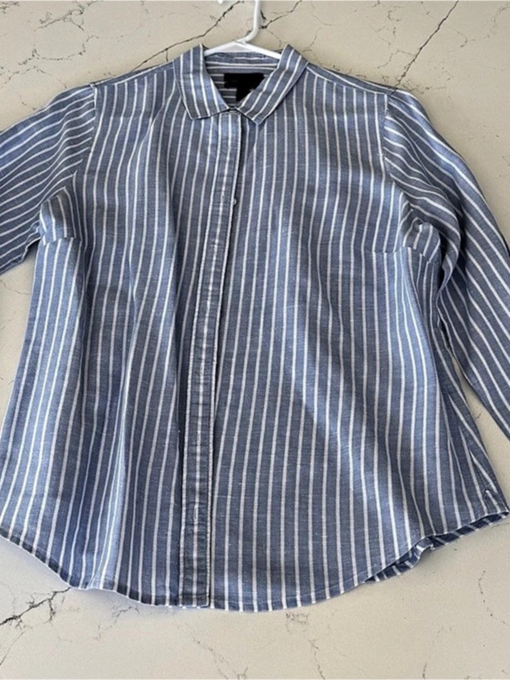 J.Crew Perfect Shirt Striped Linen/Cotton Shirt Size 12